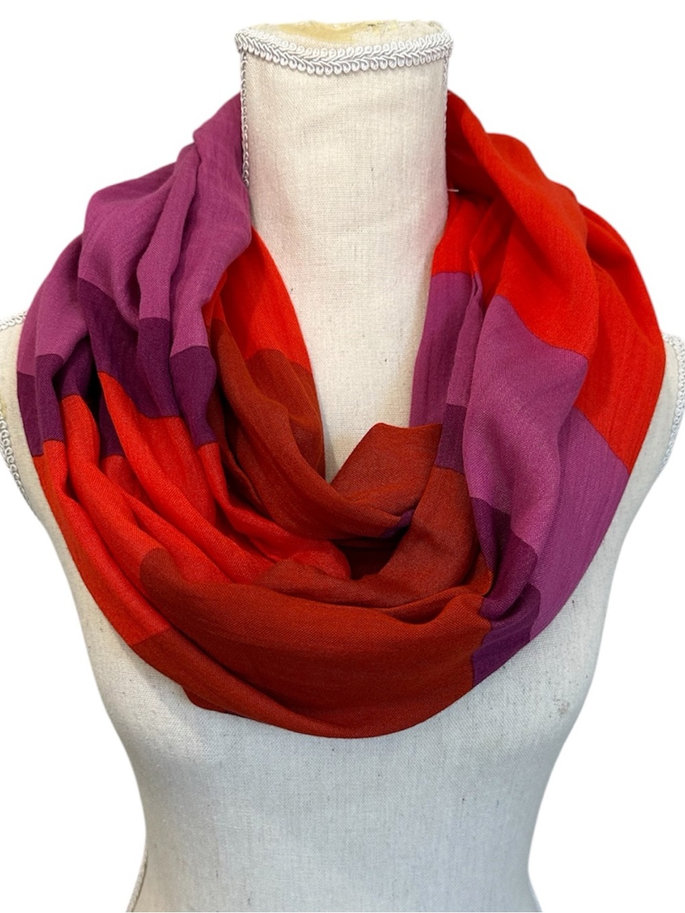 J. Crew Infinity Scarf Stripe Colorblock Red & Purple